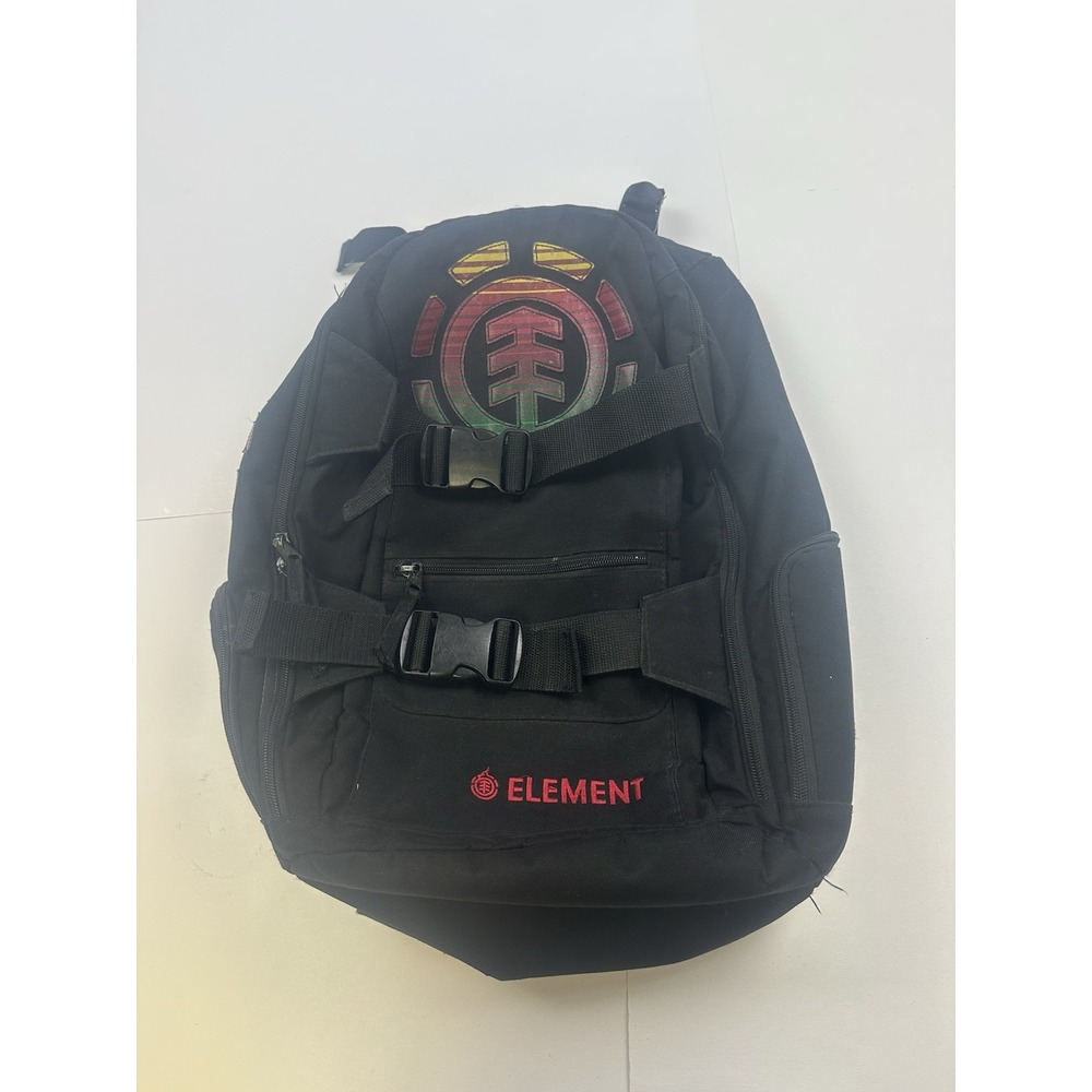 Element Black Mohave Skateboard Backpack Bag Rasta Logo